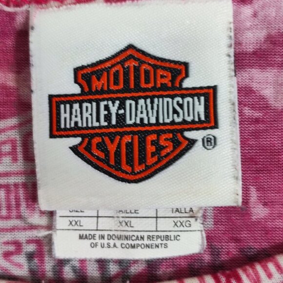 Harley-Davidson T-shirt women's size XXL pink with white graphic design slim fit - Picture 5 of 8